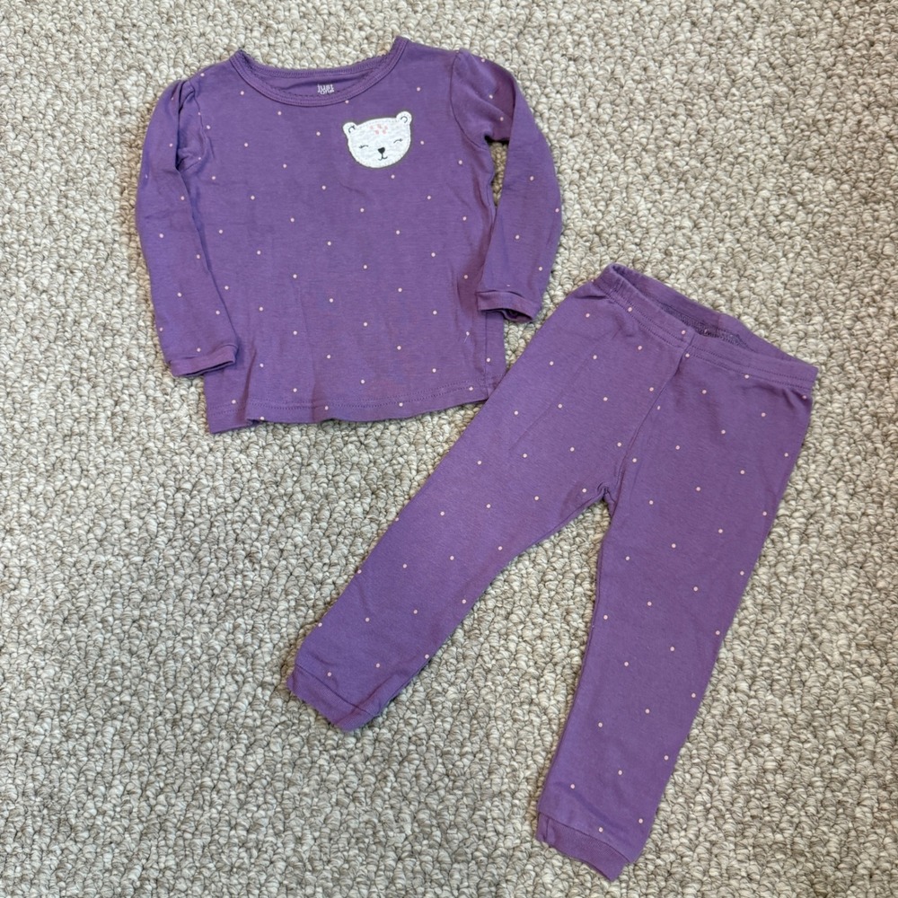 Just One You by Carters Purple Bear Polka Dot Pajama Set Size 12 Months